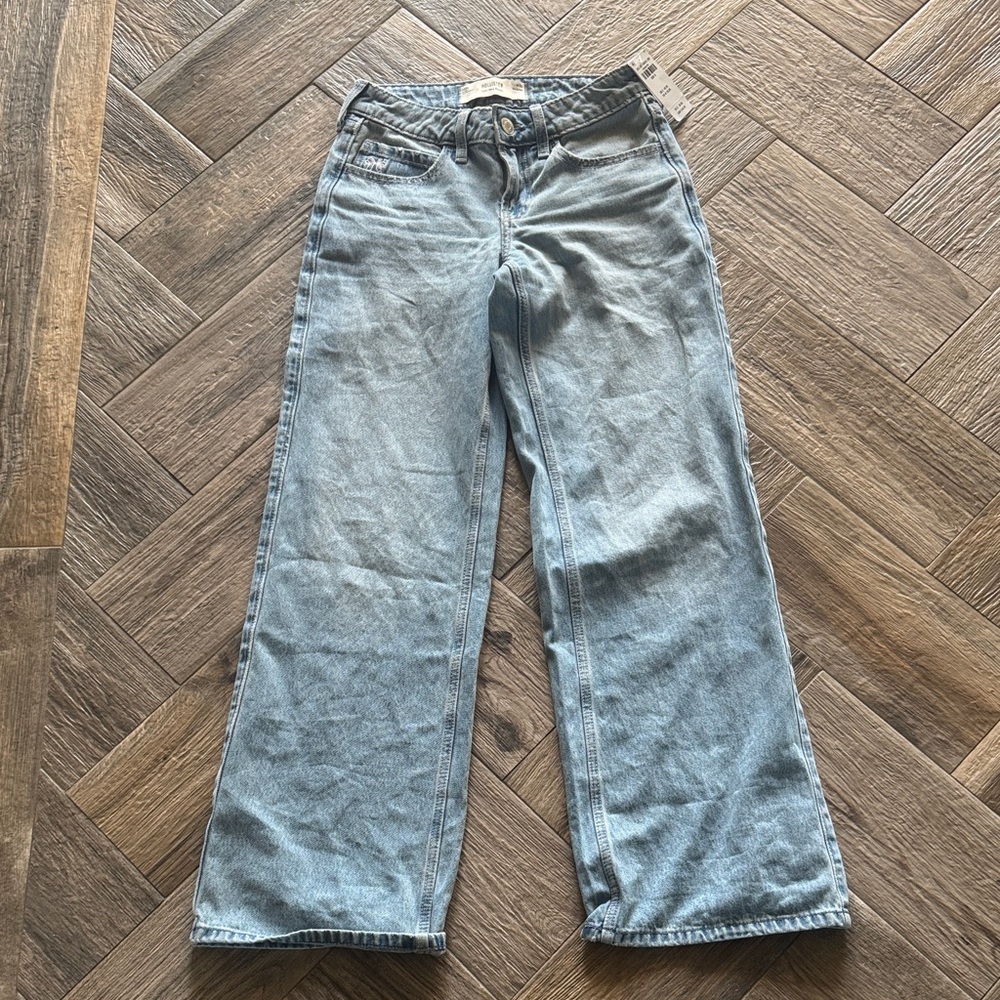 Hollister Light Blue Bow Detail Low-Rise Baggy Jeans